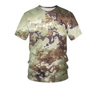CHSLO Hommes 3D Imprimé T-Shirts Camouflage D'Été Unisexe T-Shirt Imprimé Numérique 3D Col Rond Manches Courtes Lâche Chemise À Manches Mi-Longues Haut Élastique Surdimensionné