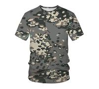 CHSLO Hommes 3D Imprimé T-Shirts Camouflage D'Été Unisexe T-Shirt Imprimé Numérique 3D Col Rond Manches Courtes Lâche Chemise À Manches Mi-Longues Haut Élastique Surdimensionné