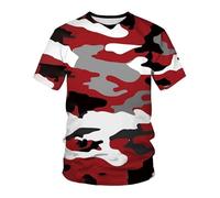 CHSLO Hommes 3D Imprimé T-Shirts Camouflage D'Été Unisexe T-Shirt Imprimé Numérique 3D Col Rond Manches Courtes Lâche Chemise À Manches Mi-Longues Haut Élastique Surdimensionné