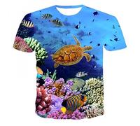 CHSLO Hommes 3D Imprimé T-Shirts Été 3D Le Monde sous-Marin Graphique t-Shirts Mode décontracté Impression Hommes t-Shirt océan Paysage à Manches Courtes t-Shirts