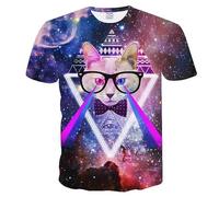 CHSLO Hommes 3D Imprimé T-Shirts Été Chat Animal Unisexe 3D Imprimé Numérique T-Shirt Col Rond Hommes À Manches Courtes Lâche Fitness Stretch Respirant Haut De Sport Surdimensionné
