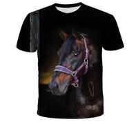 CHSLO Hommes 3D Imprimé T-Shirts Été Coloré Cheval Animal Unisexe 3D Numérique Imprimé T-Shirt Col Rond Hommes À Manches Courtes Lâche Fitness Stretch Respirant Haut De Sport Surdimensionné