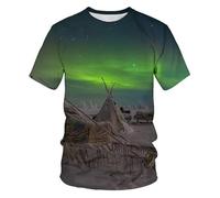 CHSLO Hommes 3D Imprimé T-Shirts Été Coloré Cosmique Ciel Étoilé Unisexe Impression Numérique 3D T-Shirt Col Rond pour Hommes À Manches Courtes Lâche Haut De Sport Décontracté Pull Respirant