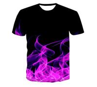 CHSLO Hommes 3D Imprimé T-Shirts Été Coloré Flamme Bleue Unisexe 3D Imprimé Numérique T-Shirt Col Rond Manches Courtes pour Hommes Lâche Respirant Stretch Haut De Sport À Manches Mi-Longues Surdimen