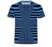 CHSLO Hommes 3D Imprimé T-Shirts Été Éblouissant Rayé Treillis Unisexe 3D Couleur Numérique Imprimé T-Shirt Col Rond Hommes À Manches Courtes Lâche Respirant Stretch Haut Sweat Surdimensionné