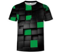 CHSLO Hommes 3D Imprimé T-Shirts Été Éblouissant Rayé Treillis Unisexe 3D Couleur Numérique Imprimé T-Shirt Col Rond Hommes À Manches Courtes Lâche Respirant Stretch Haut Sweat Surdimensionné