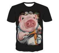 CHSLO Hommes 3D Imprimé T-Shirts Été Jungle Sanglier Animal Unisexe 3D Numérique Imprimé T-Shirt Col Rond Hommes À Manches Courtes Lâche Respirant Stretch Demi-Manches Haut De Sport Surdimensionné