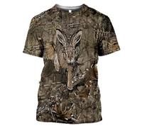 CHSLO Hommes 3D Imprimé T-Shirts Été Lapin Sanglier Cerf Animal Jungle Chasse Unisexe Imprimé 3D T-Shirt Lâche Col Rond Manches Courtes Homme Casual Stretch Demi Manches Respirant Sport Pull Top Ove