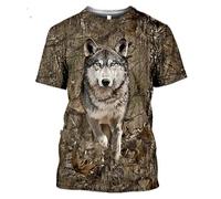 CHSLO Hommes 3D Imprimé T-Shirts Été Lapin Sanglier Cerf Animal Jungle Chasse Unisexe Imprimé 3D T-Shirt Lâche Col Rond Manches Courtes Homme Casual Stretch Demi Manches Respirant Sport Pull Top Ove