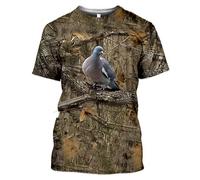 CHSLO Hommes 3D Imprimé T-Shirts Été Lapin Sanglier Cerf Animal Jungle Chasse Unisexe Imprimé 3D T-Shirt Lâche Col Rond Manches Courtes Homme Casual Stretch Demi Manches Respirant Sport Pull Top Ove