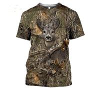 CHSLO Hommes 3D Imprimé T-Shirts Été Lapin Sanglier Cerf Animal Jungle Chasse Unisexe Imprimé 3D T-Shirt Lâche Col Rond Manches Courtes Homme Casual Stretch Demi Manches Respirant Sport Pull Top Ove