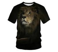 CHSLO Hommes 3D Imprimé T-Shirts Été Lion Tigre Animal Unisexe 3D Impression Numérique T-Shirt Col Rond Manches Courtes pour Hommes Jeunes Rue Lâche Stretch Pull Sweat-Shirt Oversize