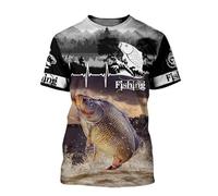 CHSLO Hommes 3D Imprimé T-Shirts Été Pêche Au Poisson en Haute Mer Unisexe T-Shirt Imprimé Numérique 3D Col Rond Hommes Ample À Manches Courtes Élastique À Séchage Rapide À Manches Mi-Longues Haut S