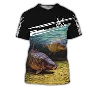 CHSLO Hommes 3D Imprimé T-Shirts Été Pêche Au Poisson en Haute Mer Unisexe T-Shirt Imprimé Numérique 3D Col Rond Hommes Ample À Manches Courtes Élastique À Séchage Rapide À Manches Mi-Longues Haut S
