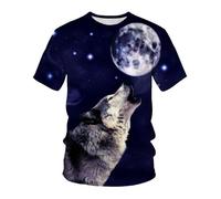 CHSLO Hommes 3D Imprimé T-Shirts Été Tigre Lion Animal T-Shirt Manches Courtes Col Rond Unisexe, Imprimé Numérique 3D, Ample, Respirant, Extensible, Manches Mi-Longues, Haut De Sport Surdimensionné