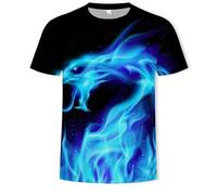 CHSLO Hommes 3D Imprimé T-Shirts Flamme D'Été Unisexe T-Shirt Imprimé Numérique 3D Col Rond Manches Courtes pour Hommes Lâche Respirant Stretch Haut De Sport À Manches Mi-Longues Surdimensionné