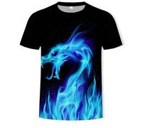 CHSLO Hommes 3D Imprimé T-Shirts Flamme D'Été Unisexe T-Shirt Imprimé Numérique 3D Col Rond Manches Courtes pour Hommes Lâche Respirant Stretch Haut De Sport À Manches Mi-Longues Surdimensionné
