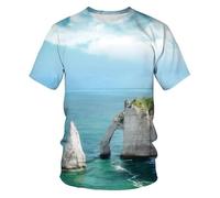 CHSLO Hommes 3D Imprimé T-Shirts Paysage D'Été Pêche Forêt De Bambous Unisexe Impression Numérique 3D T-Shirt Col Rond Manches Courtes pour Hommes Sweat-Shirt Ample Extensible Respirant Surdimension