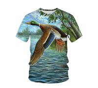 CHSLO Hommes 3D Imprimé T-Shirts Photographie D'Été Paysage en Plein Air Chasse Chien Moto Unisexe Impression Numérique 3D T-Shirt Homme Col Rond Manches Courtes Lâche Élastique Demi Manches Casual