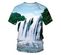 CHSLO Hommes 3D Imprimé T-Shirts Photographie D'Été Vent Ombre Montagne Coucher De Soleil Unisexe Imprimé 3D T-Shirt Col Rond Manches Courtes pour Hommes Lâche Élastique Demi Manches Oversize Top