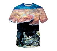 CHSLO Hommes 3D Imprimé T-Shirts Summer Underwater World Deep Sea Fish T-Shirt Unisexe Imprimé Numérique 3D À Séchage Rapide, Col Rond, Manches Courtes, Ample, Extensible, Demi-Manches