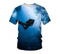 CHSLO Hommes 3D Imprimé T-Shirts Summer Underwater World Deep Sea Fish T-Shirt Unisexe Imprimé Numérique 3D À Séchage Rapide, Col Rond, Manches Courtes, Ample, Extensible, Demi-Manches