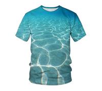 CHSLO Hommes 3D Imprimé T-Shirts Summer Underwater World Deep Sea Fish T-Shirt Unisexe Imprimé Numérique 3D À Séchage Rapide, Col Rond, Manches Courtes, Ample, Extensible, Demi-Manches