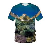 CHSLO Hommes 3D Imprimé T-Shirts Summer Underwater World Deep Sea Fish T-Shirt Unisexe Imprimé Numérique 3D À Séchage Rapide, Col Rond, Manches Courtes, Ample, Extensible, Demi-Manches