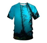 CHSLO Hommes 3D Imprimé T-Shirts Summer Underwater World Deep Sea Fish T-Shirt Unisexe Imprimé Numérique 3D À Séchage Rapide, Col Rond, Manches Courtes, Ample, Extensible, Demi-Manches