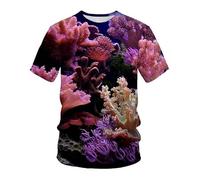 CHSLO Hommes 3D Imprimé T-Shirts Summer Underwater World Deep Sea Fish T-Shirt Unisexe Imprimé Numérique 3D À Séchage Rapide, Col Rond, Manches Courtes, Ample, Extensible, Demi-Manches