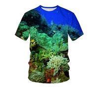 CHSLO Hommes 3D Imprimé T-Shirts Summer Underwater World Deep Sea Fish T-Shirt Unisexe Imprimé Numérique 3D À Séchage Rapide, Col Rond, Manches Courtes, Ample, Extensible, Demi-Manches