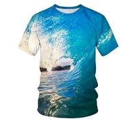 CHSLO Hommes 3D Imprimé T-Shirts Summer Underwater World Deep Sea Fish T-Shirt Unisexe Imprimé Numérique 3D À Séchage Rapide, Col Rond, Manches Courtes, Ample, Extensible, Demi-Manches