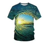CHSLO Hommes 3D Imprimé T-Shirts Summer Underwater World Deep Sea Fish T-Shirt Unisexe Imprimé Numérique 3D À Séchage Rapide, Col Rond, Manches Courtes, Ample, Extensible, Demi-Manches