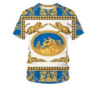 CHSLO Hommes 3D Imprimé T-Shirts T-Shirt À Manches Courtes pour Hommes, Col Rond, Amusant, Fitness, Ample, Élastique, Respirant, À Manches Mi-Longues, Haut De Sport Surdimensionné, Chaîne À Motif D'