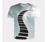 CHSLO Hommes 3D Imprimé T-Shirts T-Shirt À Manches Courtes pour Hommes, Instrument De Musique D'Été, Guitare Unisexe, Imprimé Numérique 3D, Col Rond, Ample, Fitness, Extensible, Respirant, Haut De S