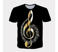 CHSLO Hommes 3D Imprimé T-Shirts T-Shirt À Manches Courtes pour Hommes, Instrument De Musique D'Été, Guitare Unisexe, Imprimé Numérique 3D, Col Rond, Ample, Fitness, Extensible, Respirant, Haut De S