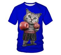 CHSLO Hommes 3D Imprimé T-Shirts T-Shirt D'Été Imprimé Chat Drôle en 3D, Col Rond, Manches Courtes, Ample, Imprimé Numérique, Demi-Manche, Extensible, Haut Surdimensionné