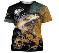 CHSLO Hommes 3D Imprimé T-Shirts T-Shirt D'Été pour Hommes Impression 3D Pêche Poissons De Haute Mer Impression Numérique pour Hommes Motif Haute Définition Sports De Plein Air Loisirs Haut Am