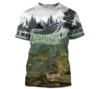 CHSLO Hommes 3D Imprimé T-Shirts T-Shirt D'Été pour Hommes Impression 3D Pêche Poissons De Haute Mer Impression Numérique pour Hommes Motif Haute Définition Sports De Plein Air Loisirs Haut Am