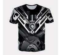 CHSLO Hommes 3D Imprimé T-Shirts Voiture De Course D'Été Unisexe T-Shirt Imprimé Numérique 3D Col Rond Manches Courtes pour Hommes Lâche Fitness Stretch Respirant Haut De Sport Surdimensionné