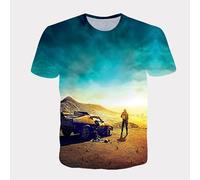 CHSLO Hommes 3D Imprimé T-Shirts Voiture De Course D'Été Unisexe T-Shirt Imprimé Numérique 3D Col Rond Manches Courtes pour Hommes Lâche Fitness Stretch Respirant Haut De Sport Surdimensionné