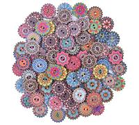 Chstarina 100 pièces Mixte Bouton aléatoires Boutons en bois rétro 20 mm Peinture de Fleurs Formes Boutons avec 2 trous pour coudre des décorations de bricolage (boutons de fleurs)
