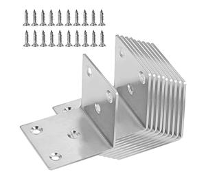 Chstarina 10pcs Équerre d'assemblage,Équerre de Coin en Acier Inox avec Vis 50 * 50mm Équerre de Fixation 90 Degrés à Angle Droit Equerre Metal Equerre Menuisier Equerre Etagere Corniere Perforee