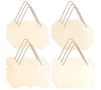 Chstarina 12 Pièces Panneaux à Suspendre en Bois, Panneau Vierge en Bois Rectangulaire, Plaques en Bois avec Corde pour Pyrogravure, Peinture, Écriture et Décorations