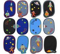 Chstarina 12pcs Patch Thermocollant en Forme de Space Explorer,Patches à Repasser Aérospatiaux Ecusson Thermocollant Enfant Patch en Tissu Thermocollant pour Jeans, Vestes,renfort genoux enfant