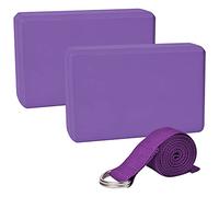 Chstarina 2 Pcs Briques Yoga en Mousse EVA avec Sangle Antidérapante - Bloc Epais pour Exercices, Relaxation, Fitness, Pilates - Accessoires (Mauve)