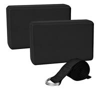 Chstarina 2 pcs Briques Yoga en Mousse EVA,Yoga Block avec Sangle de Yoga Antidérapant Bloc Yoga Brique Yoga Epais Yoga Accessoires Relaxation pour Yoga Exercices Relaxation Fitness,Pilates (Noir)