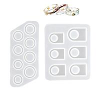 Chstarina 2 pcs Silicone Mold 15-22mm + 17-22mm Moulle Silicone Resine Epoxy Dessous de Verre Epoxy Moulle pour Bijoux Bracelet Bague DIY Fabrication d'Artisanat