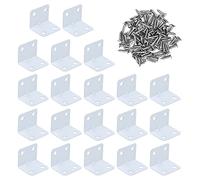 Chstarina 20 Pièces Équerres de Fixation Équerre Angle en Acier Inoxydable 90 Degrés à Angle Droit avec 80 vis de fixationpour armoire de meubles de chaise en bois（blanc）
