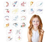 Chstarina 20 Pièces Pochoir Peinture Visage, Tatouage Réutilisable avec Modèle de Peinture Faciale pour Anniversaires et Fêtes